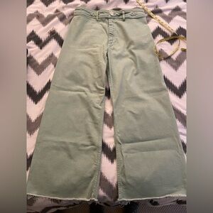 Zara wide leg crop pants in sage, size 14